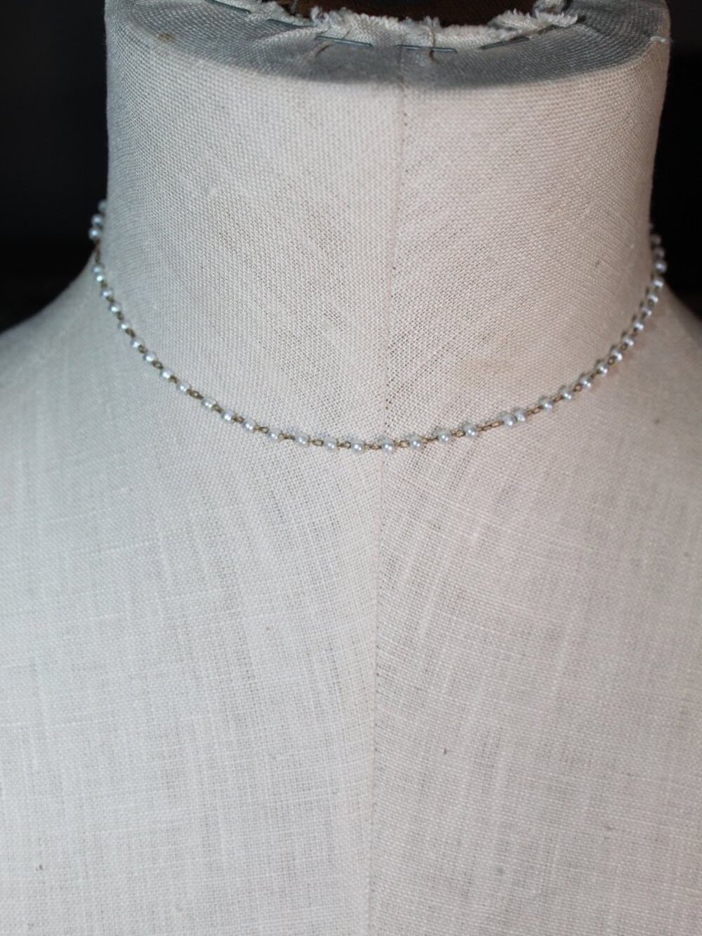 Small Simulated Pearl Gold-toned 16" Station Choker Necklace